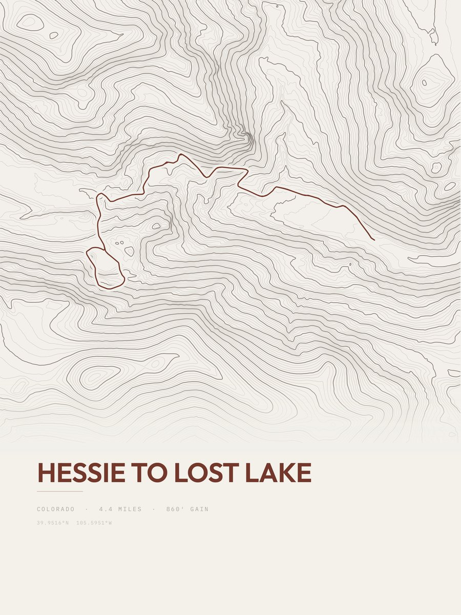 Hessie to Lost Lake topographic trail print
