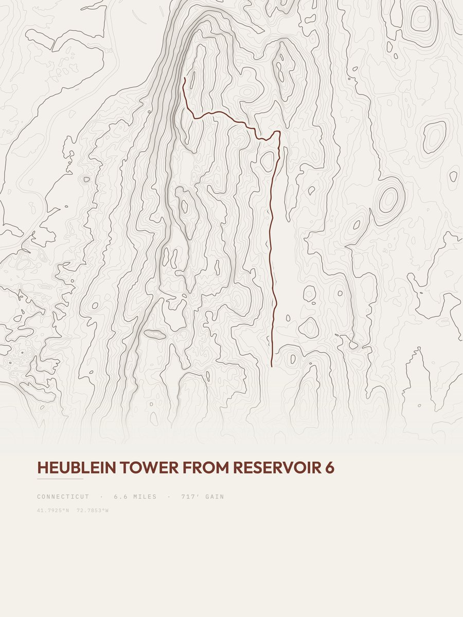 Heublein Tower topographic trail print