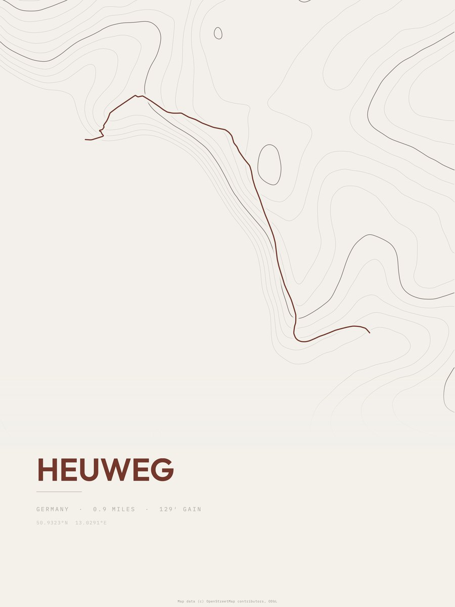 Heuweg topographic trail print