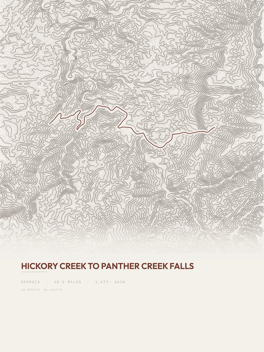 Panther Creek Falls topographic trail print