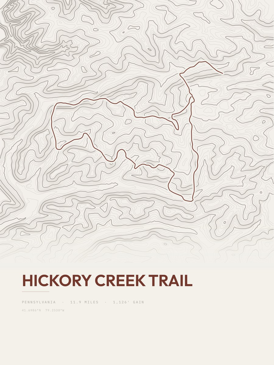 Hickory Creek Trail topographic trail print