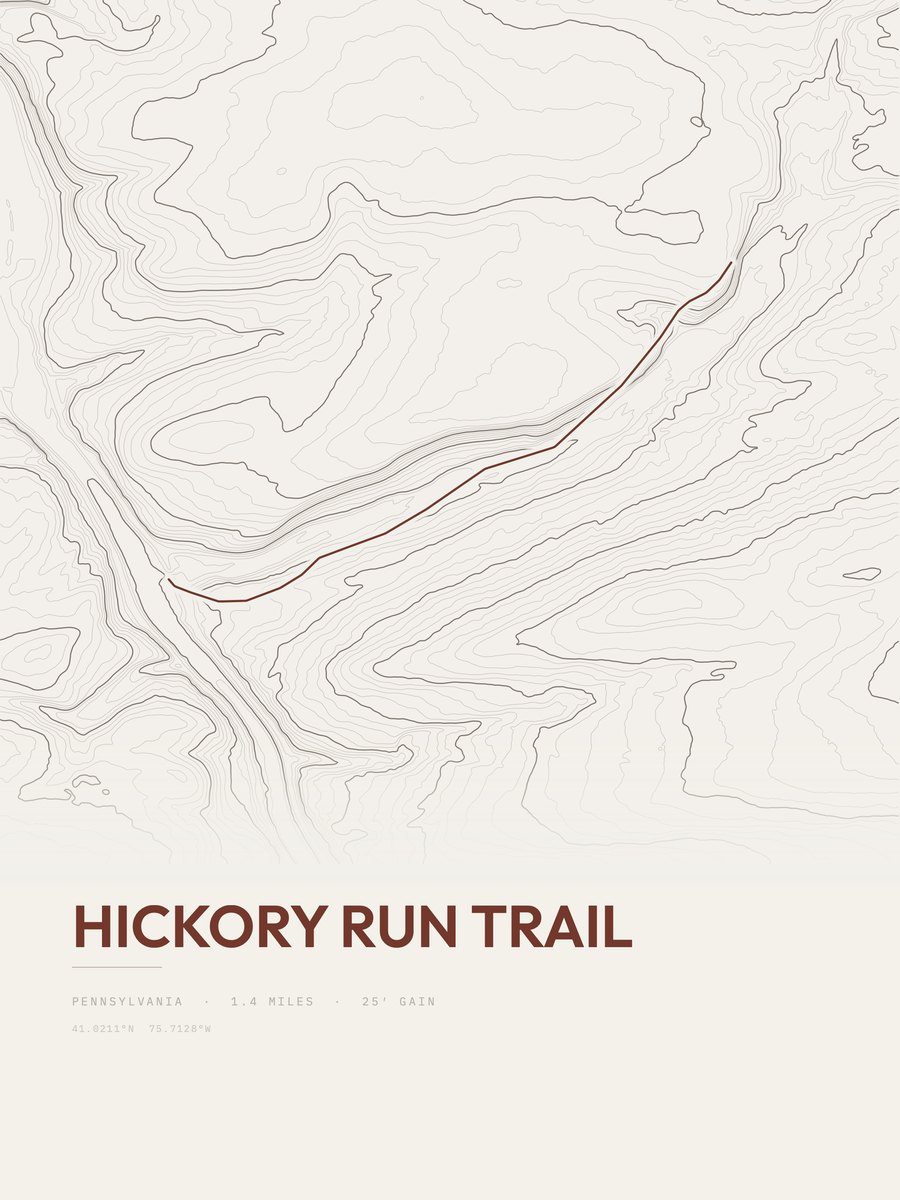 Hickory Run Trail topographic trail print