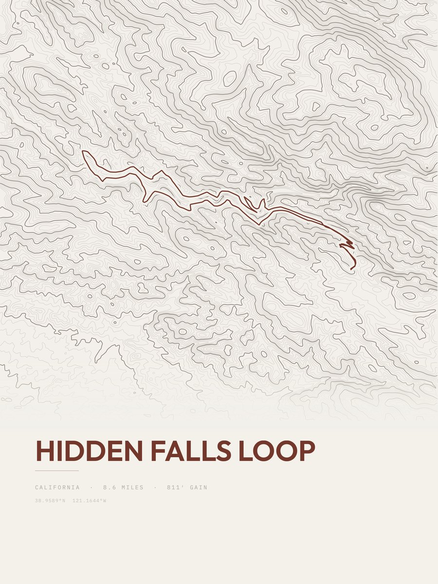 Hidden Falls Loop Topographic print