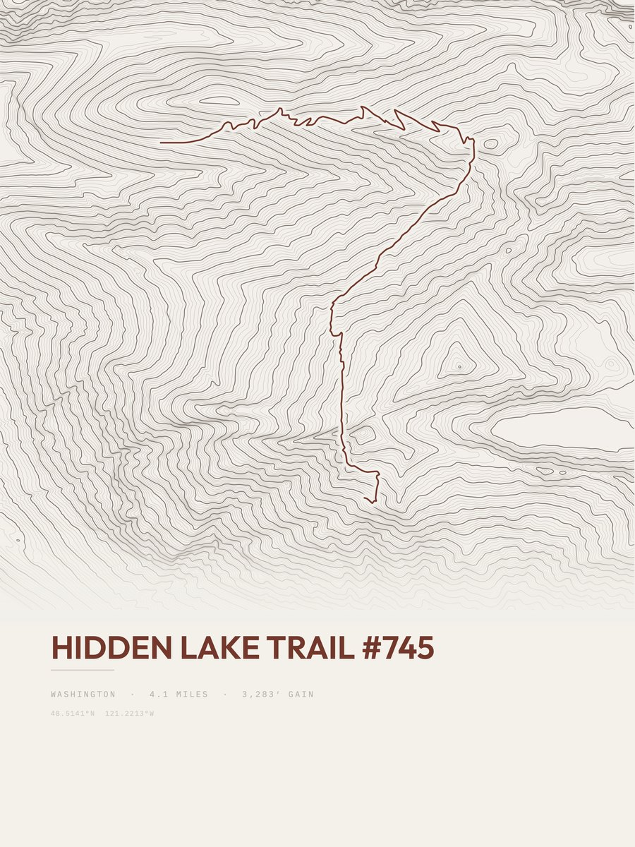 Hidden Lake Trail Topographic print