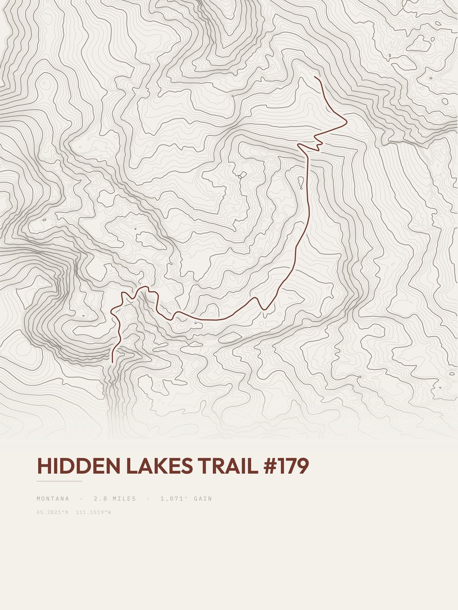 Hidden Lakes Trail topographic trail print