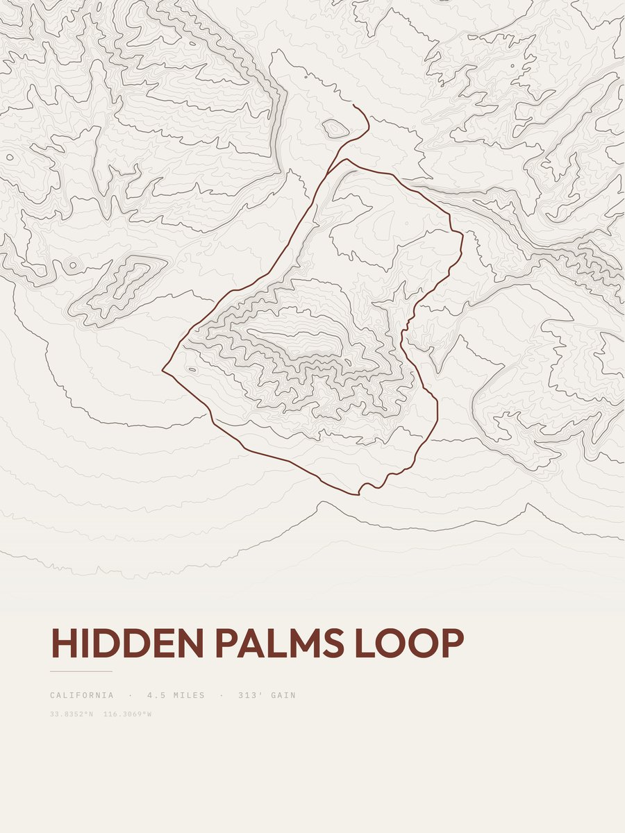 Hidden Palms Loop Topographic print