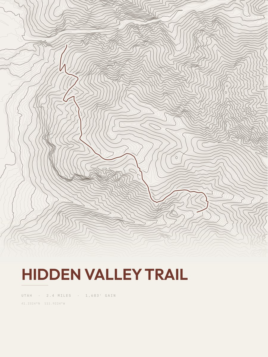 Hidden Valley Trail Topographic print