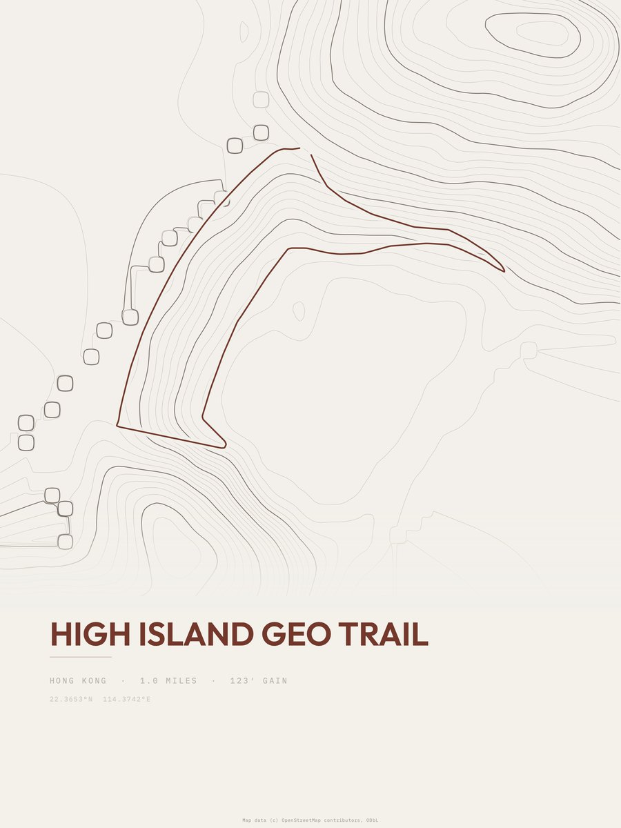High Island Geo Trail topographic trail print
