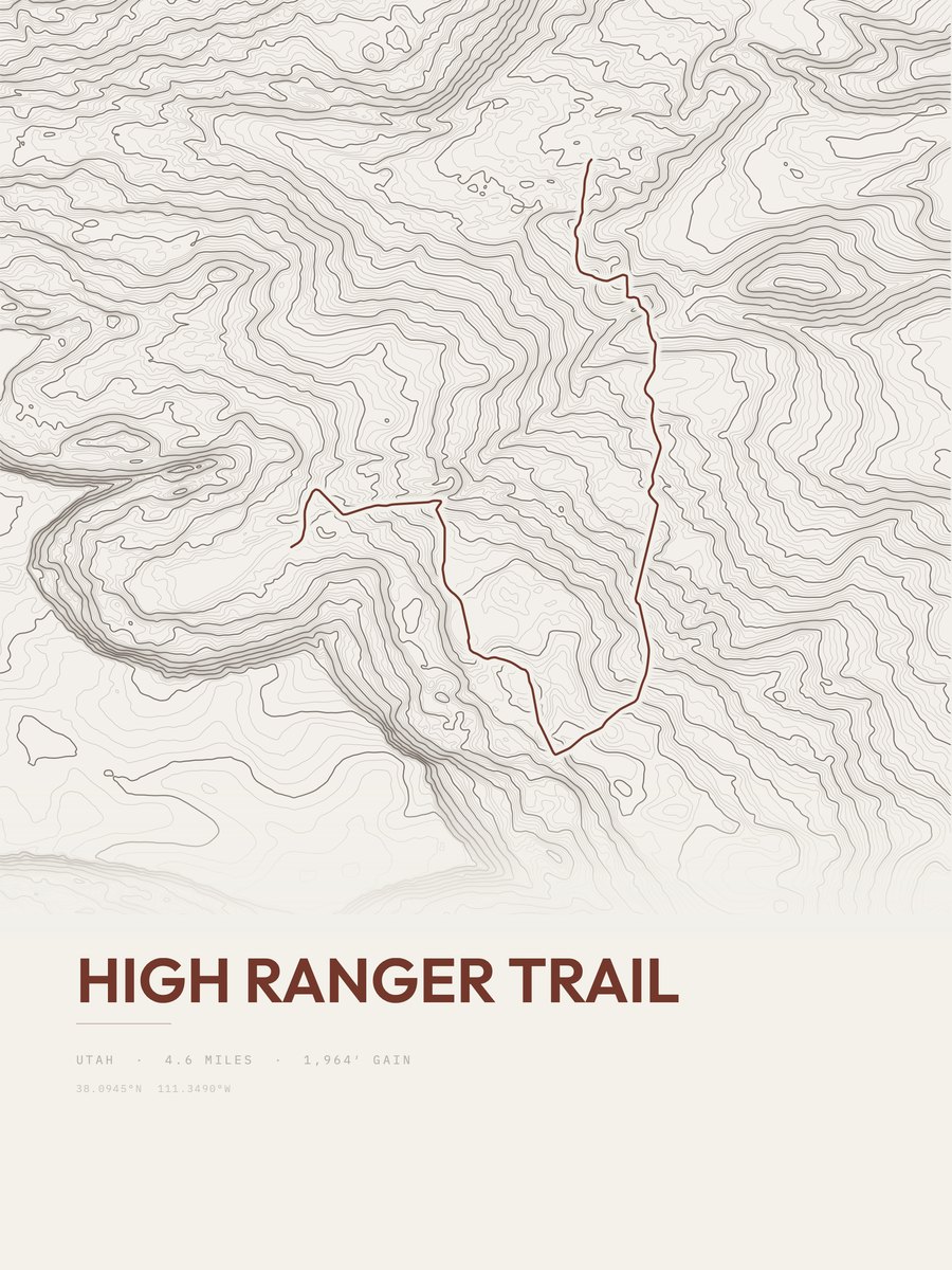 High Ranger Trail topographic trail print