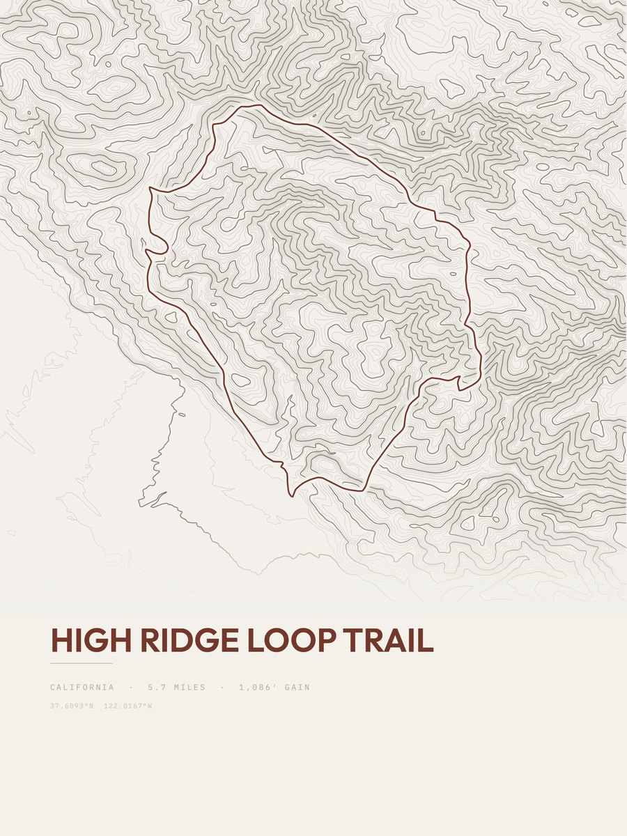 High Ridge Loop Trail Topographic print
