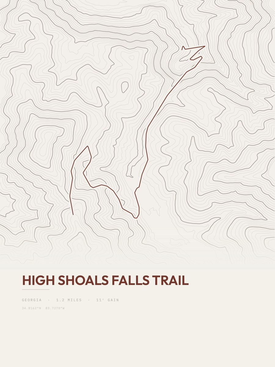 High Shoals Falls Trail topographic trail print