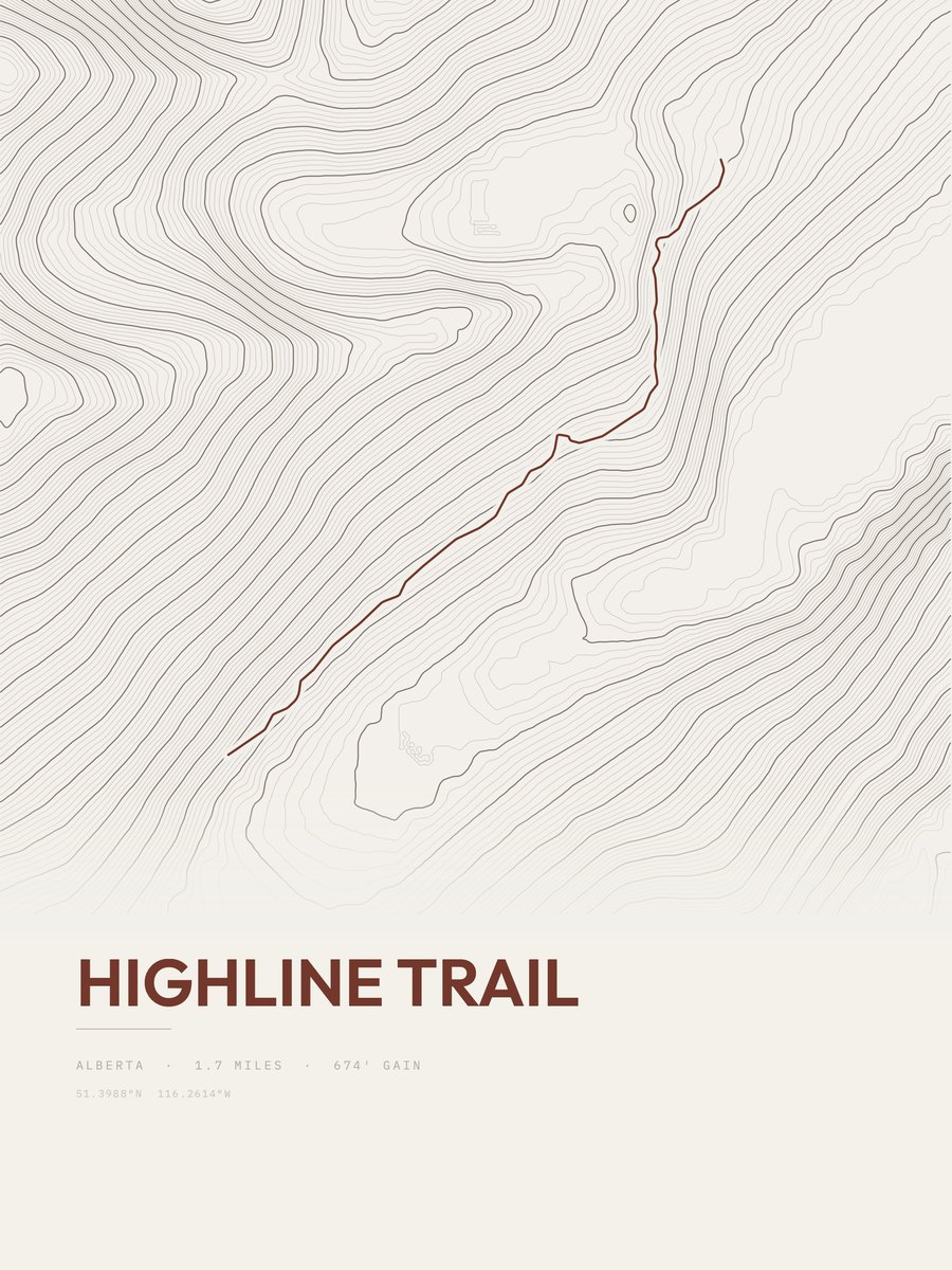 Highline Trail Topographic print