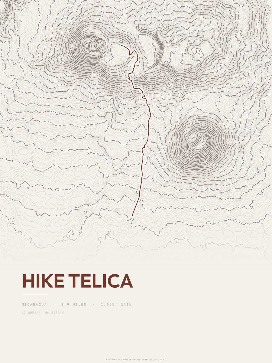 Hike Telica Topographic print
