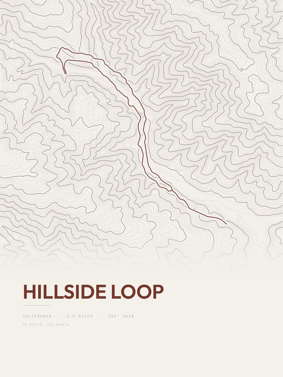 Hillside Loop Topographic print