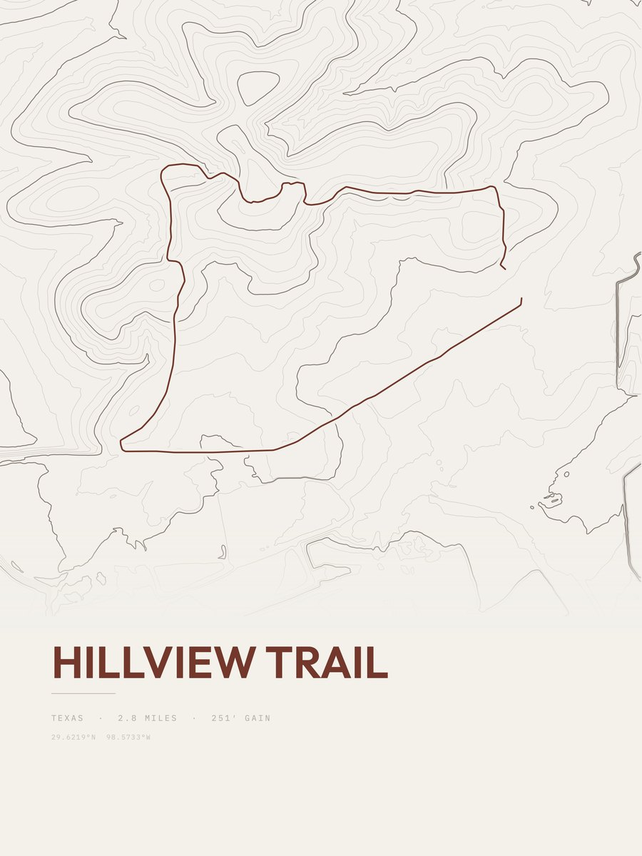 Hillview Trail topographic trail print