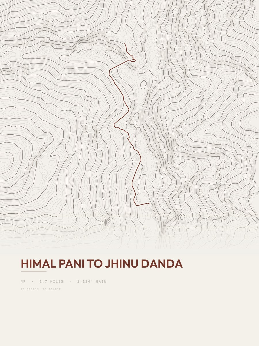 Himal Pani to Jhinu Danda topographic trail print