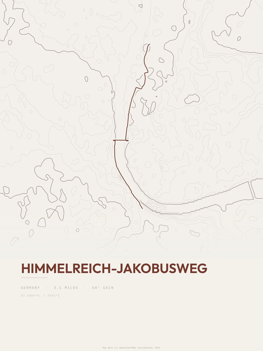 Himmelreich-Jakobusweg topographic trail print