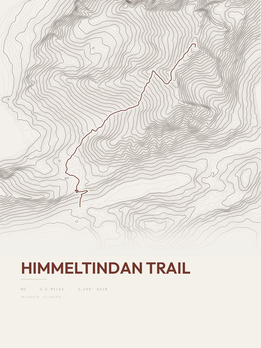 Himmeltindan Trail topographic trail print