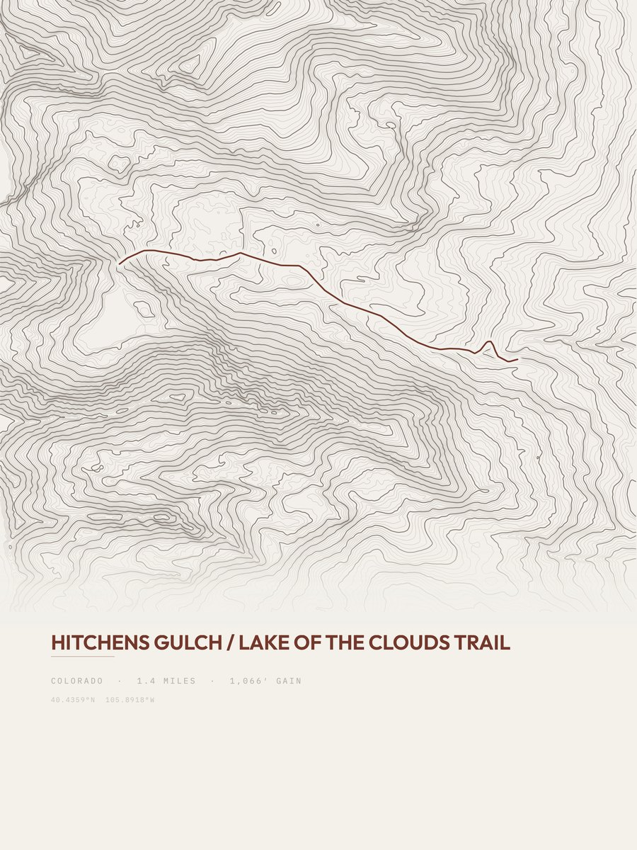 Lake of the Clouds Trail Topographic print