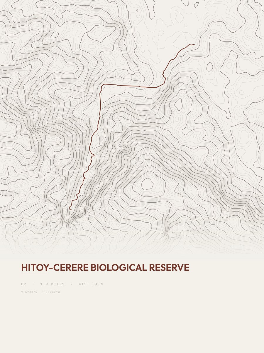 Hitoy-Cerere Biological Reserve topographic trail print