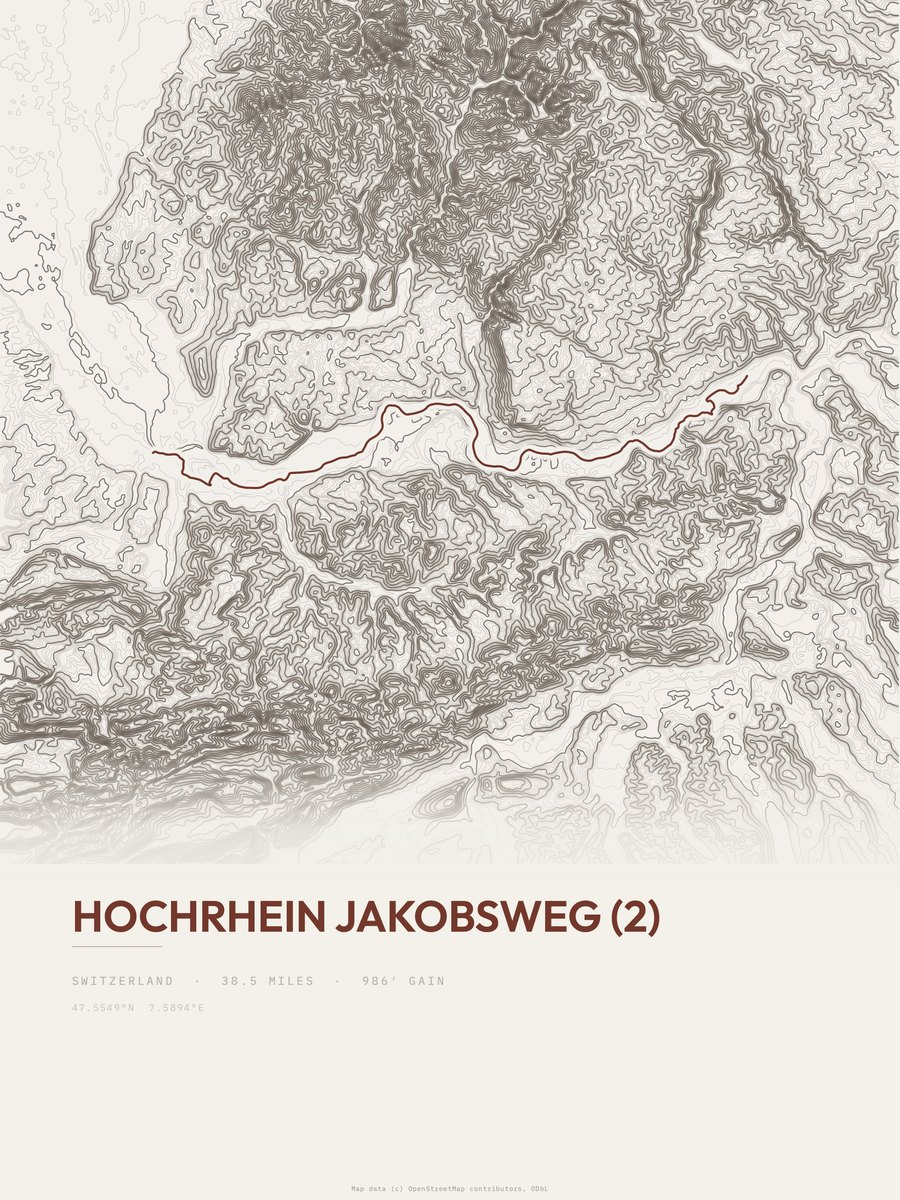 Hochrhein Jakobsweg Topographic print