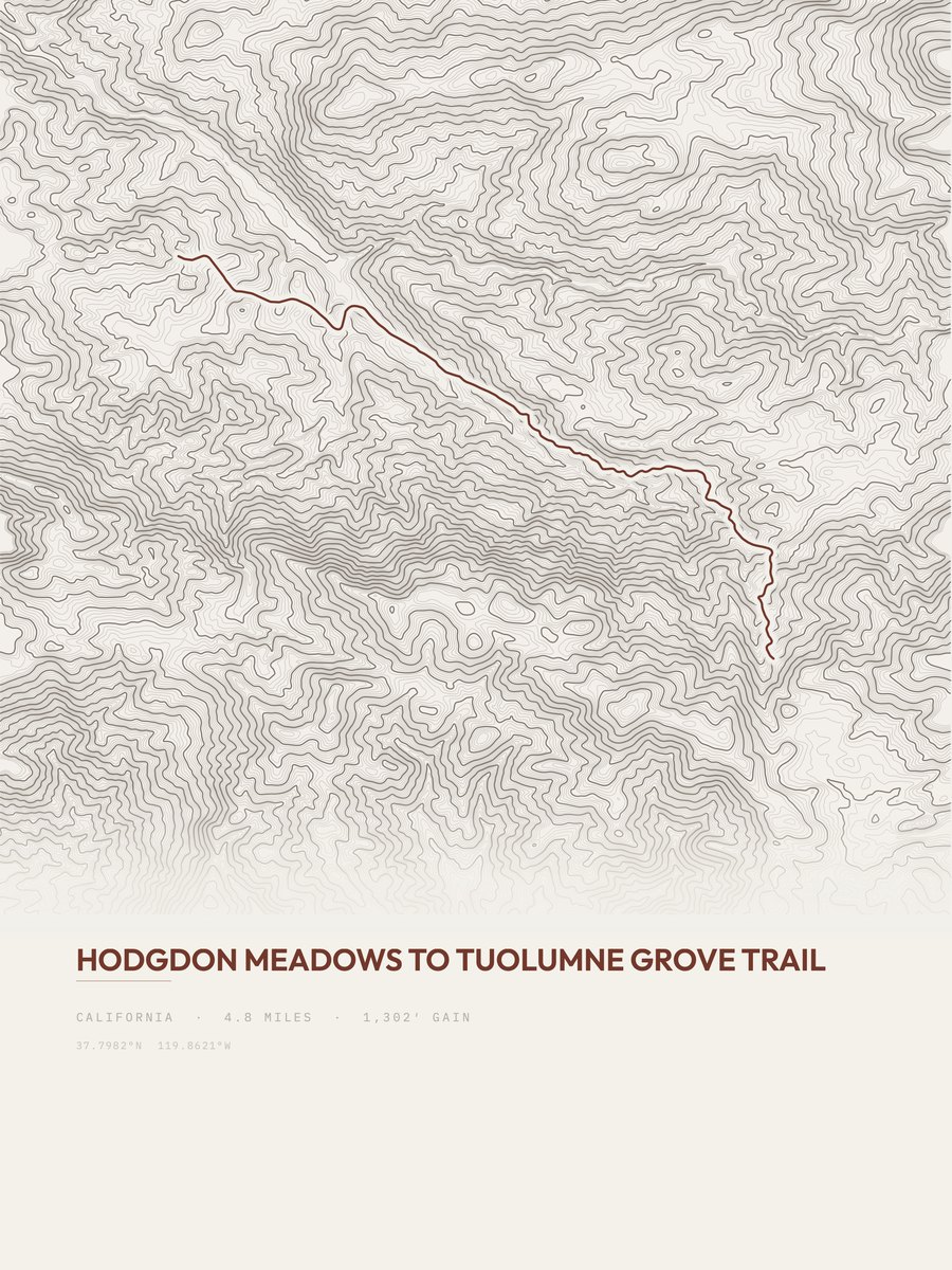 Tuolumne Grove Trail Topographic print