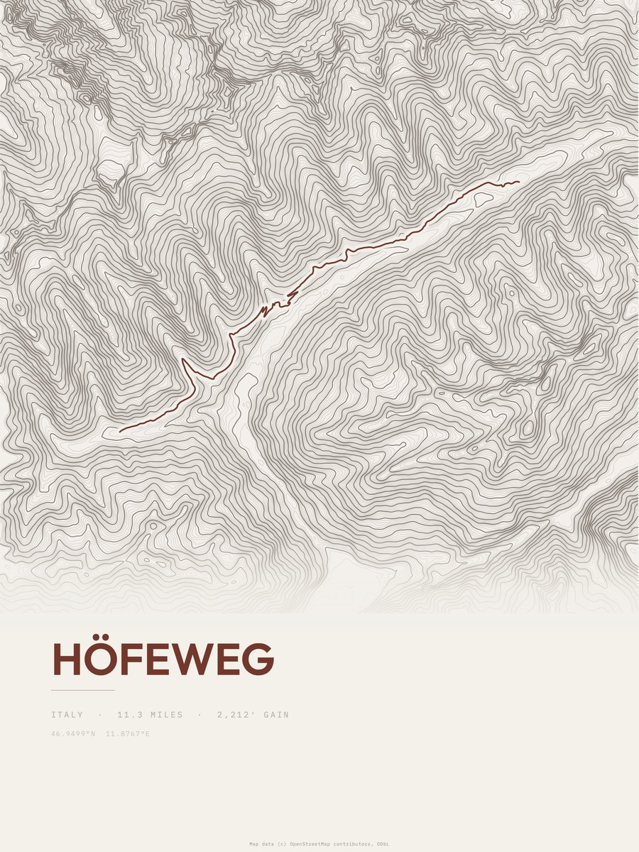 Höfeweg topographic trail print