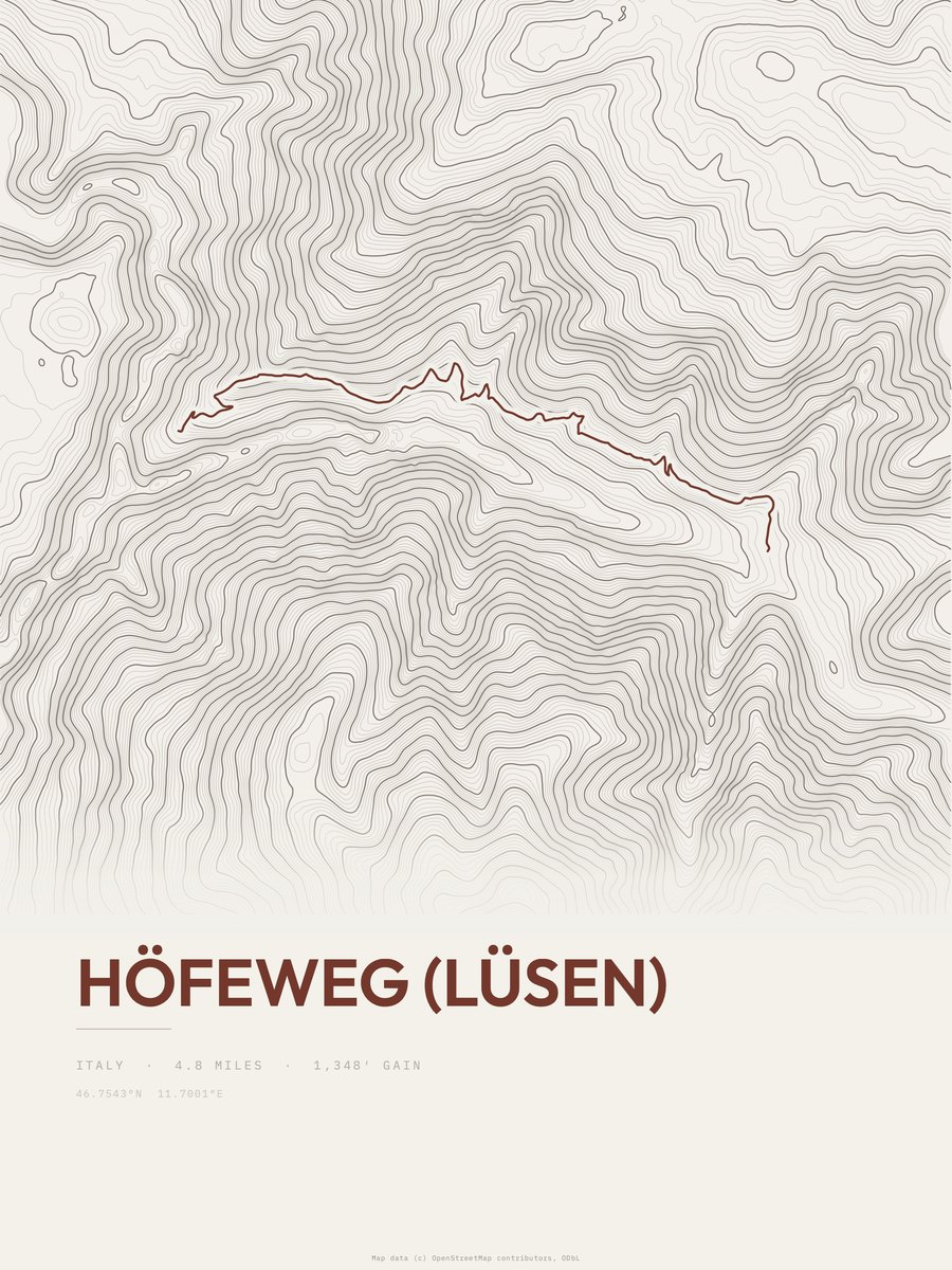 Höfeweg (Lüsen) Topographic print