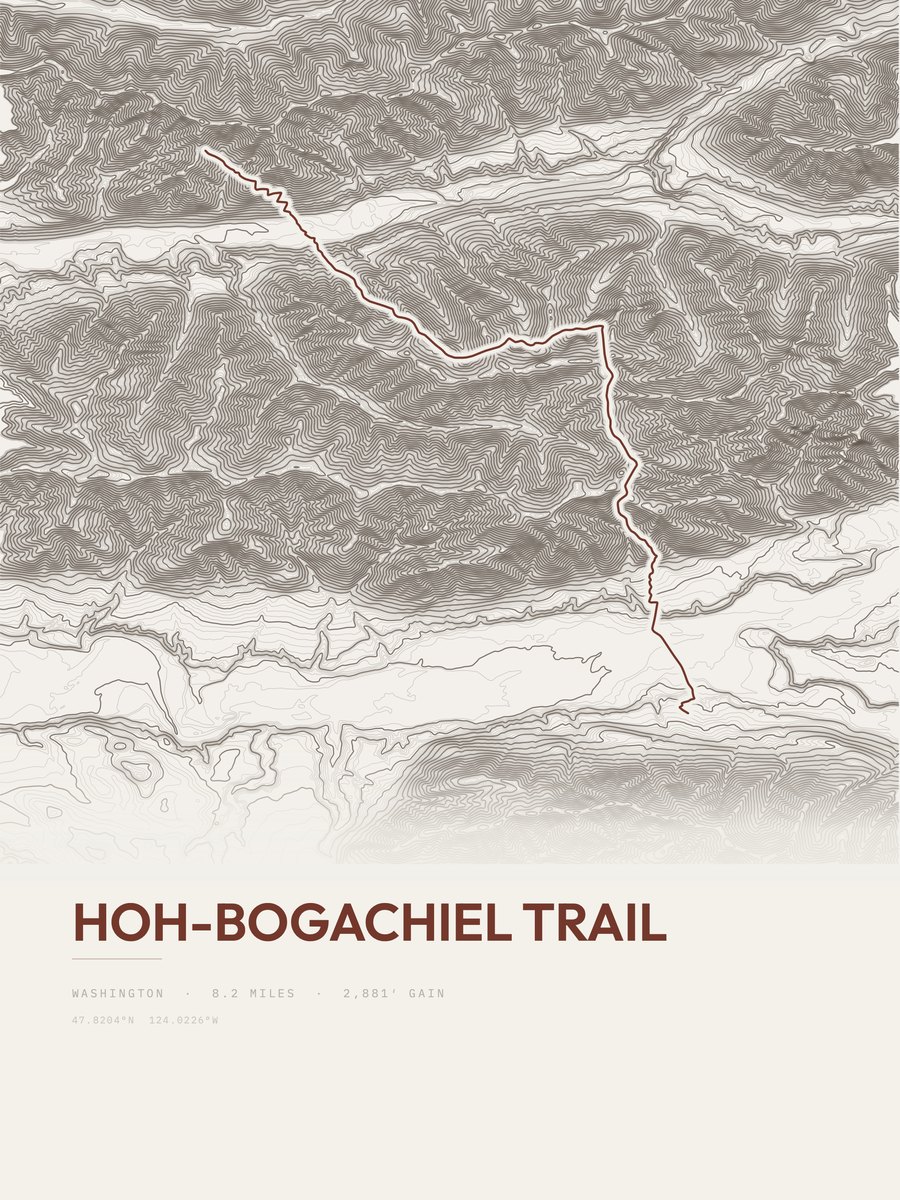 Hoh-Bogachiel Trail Topographic print