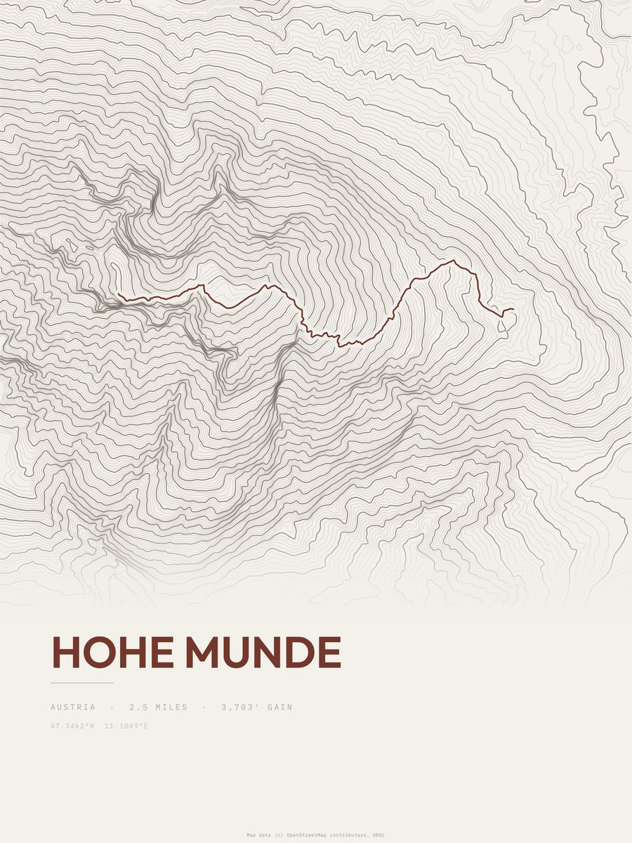 Hohe Munde topographic trail print