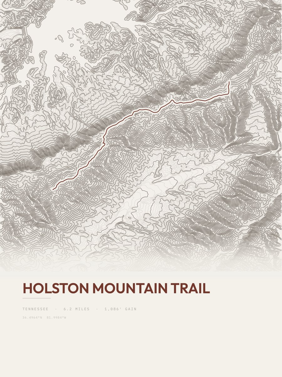 Holston Mountain Trail Topographic print