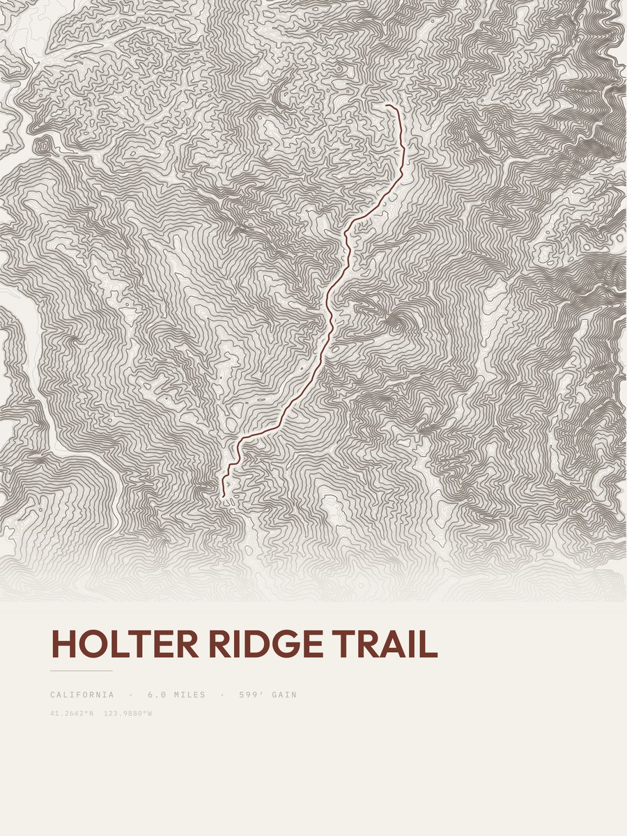 Holter Ridge Trail topographic trail print