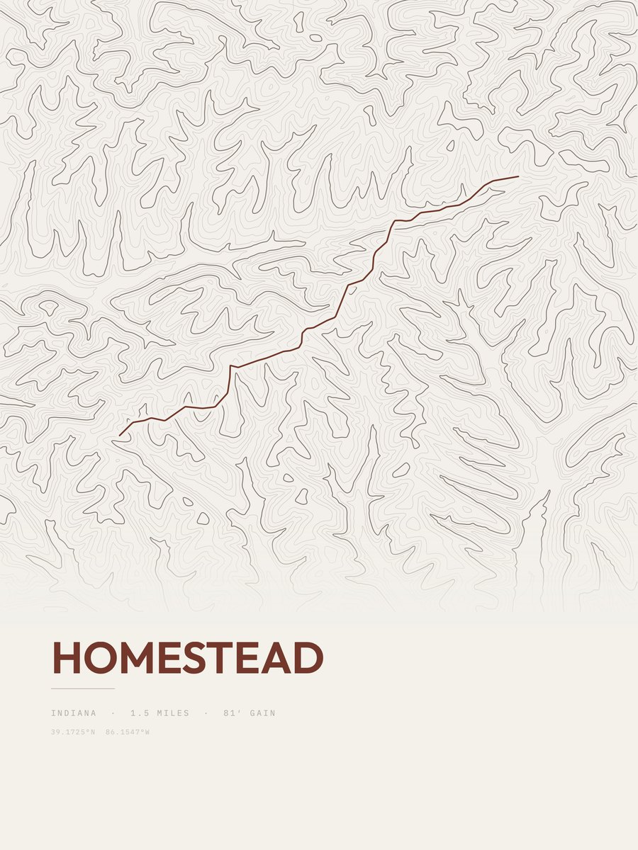 Homestead topographic trail print