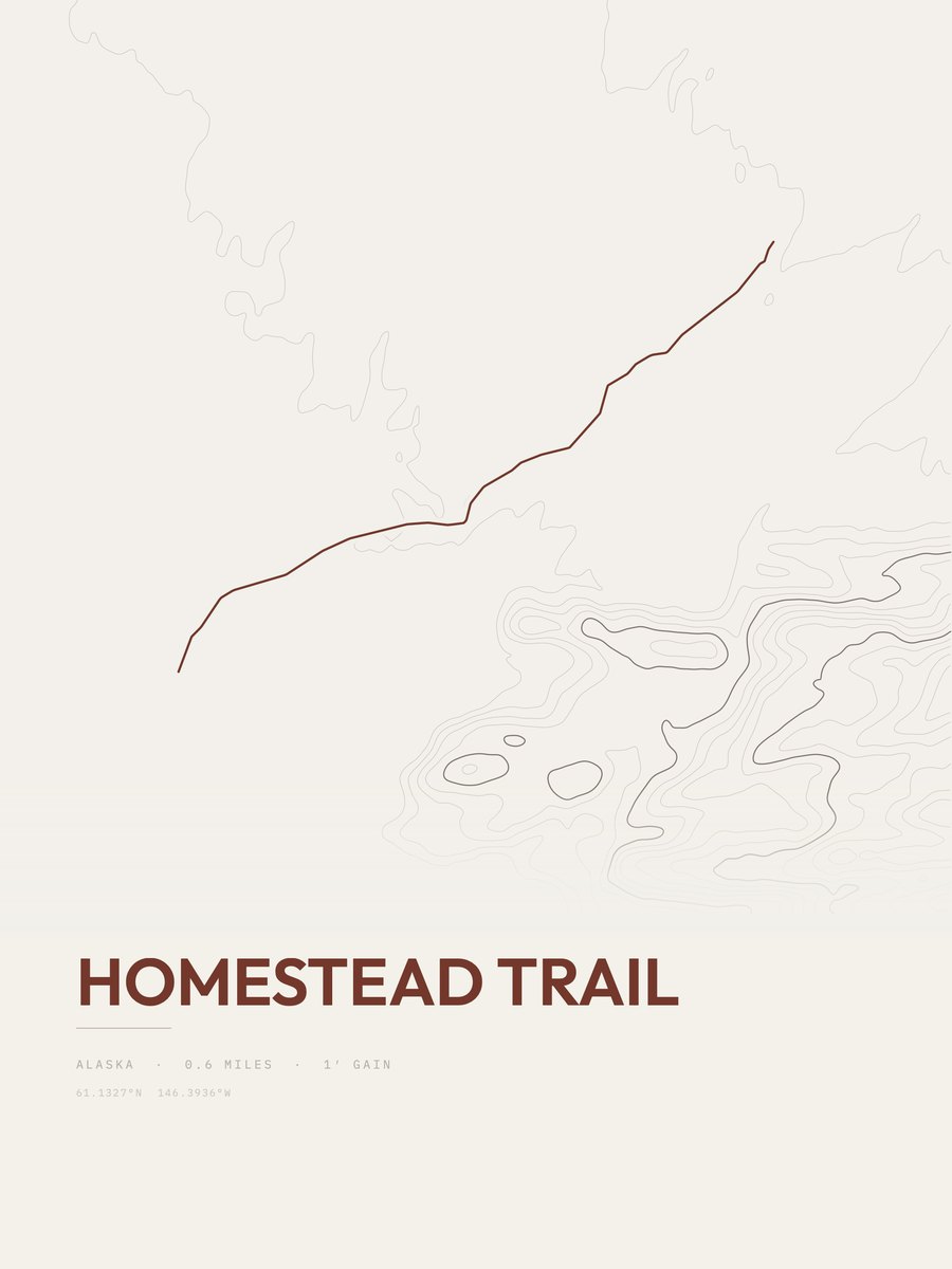 Homestead Trail topographic trail print
