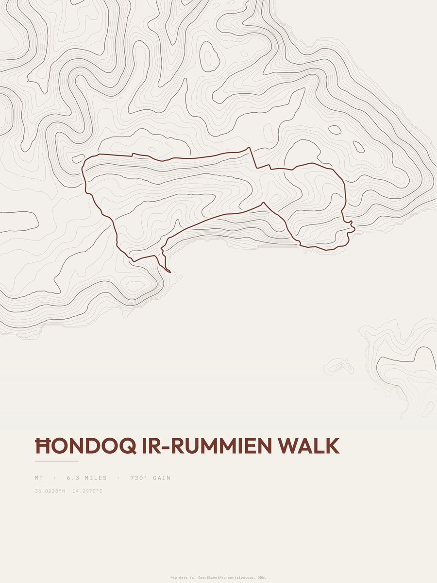 Ħondoq ir-Rummien Walk topographic trail print