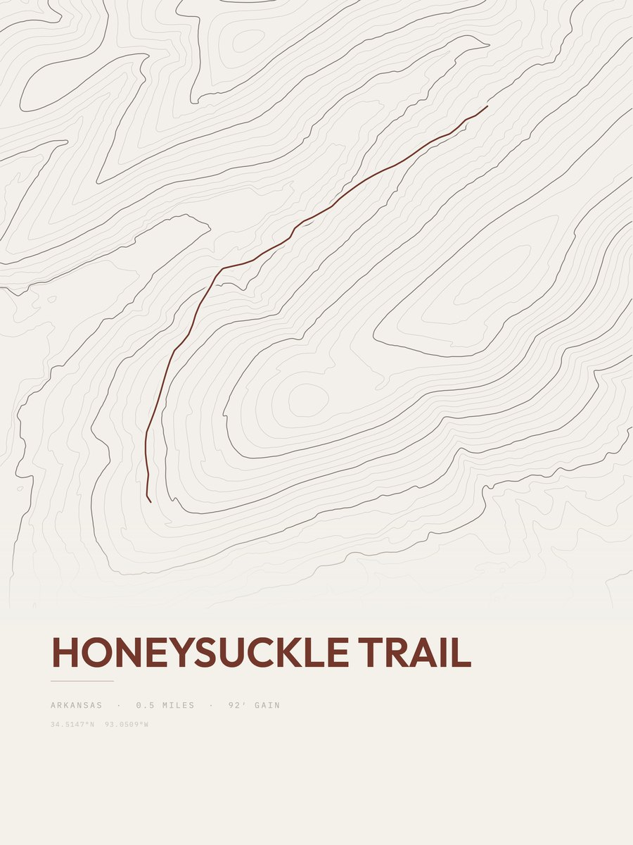 Honeysuckle Trail topographic trail print