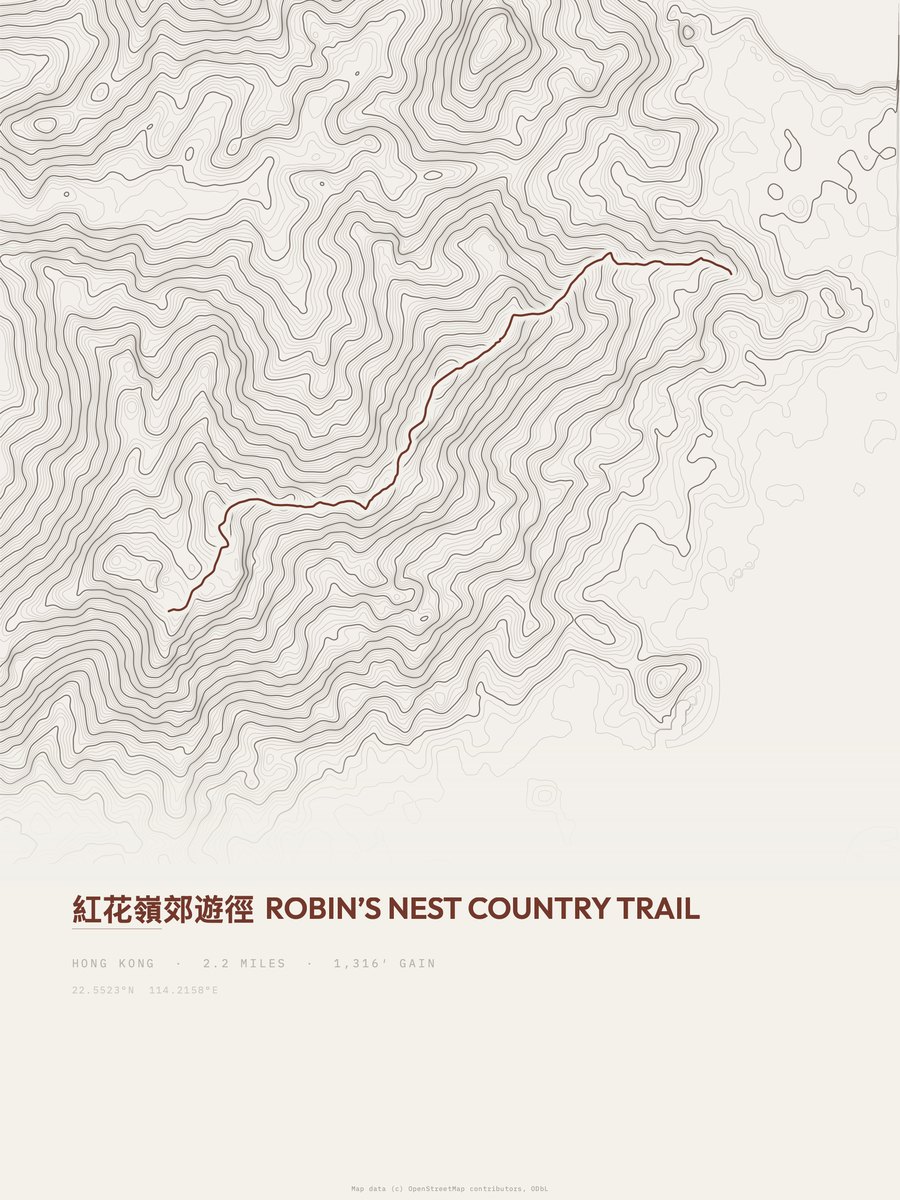 Robin’s Nest Country Trail topographic trail print