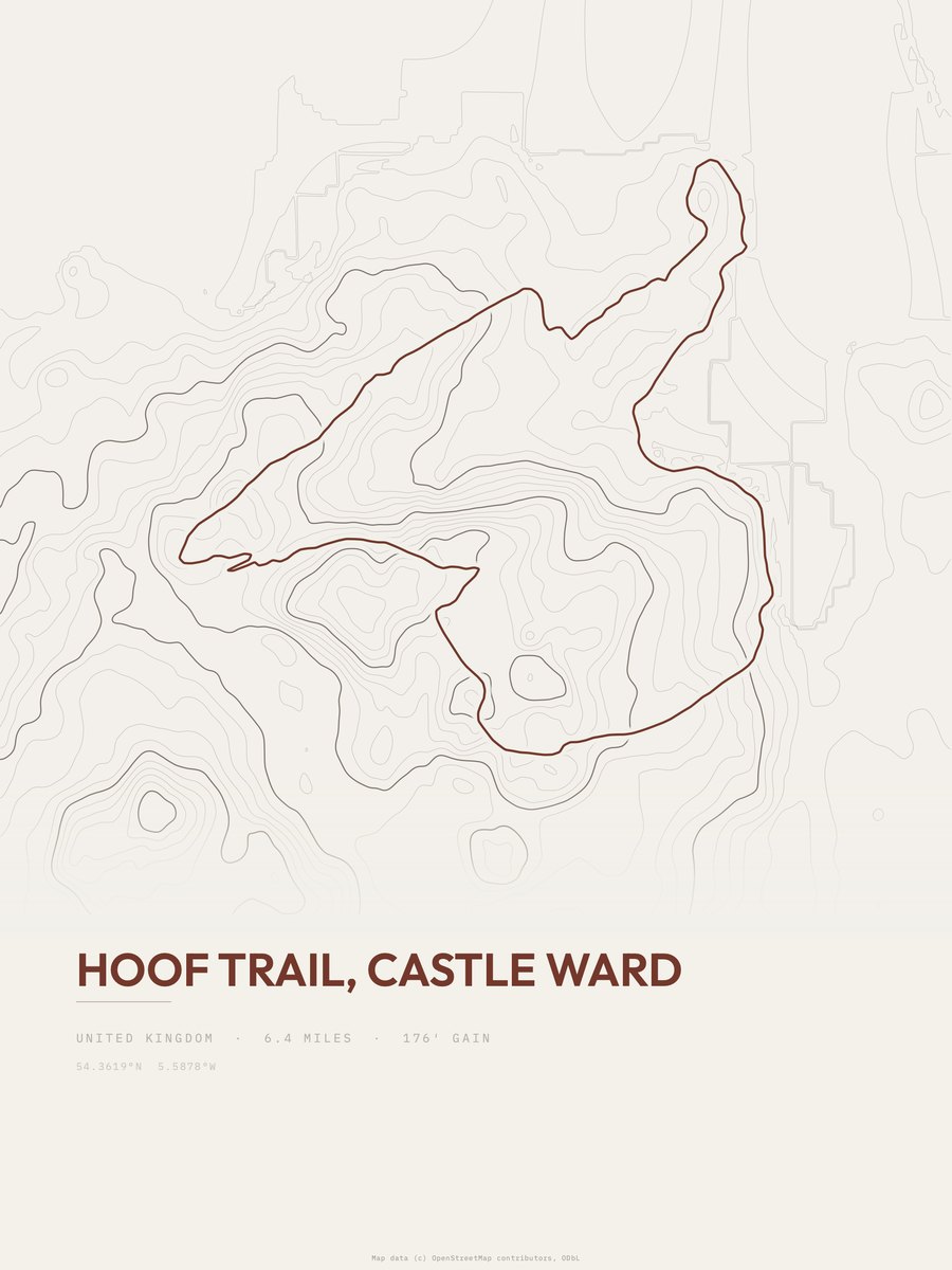 Hoof Trail topographic trail print