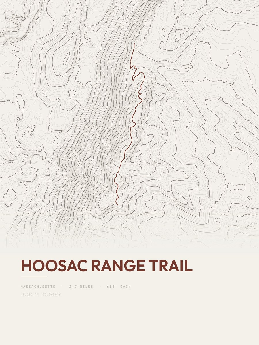 Hoosac Range Trail topographic trail print