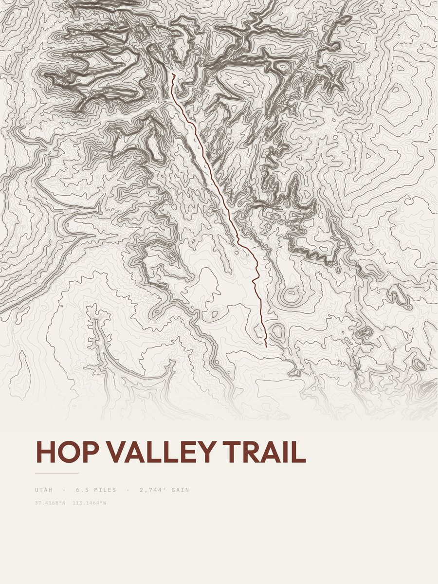 Hop Valley Trail Topographic print