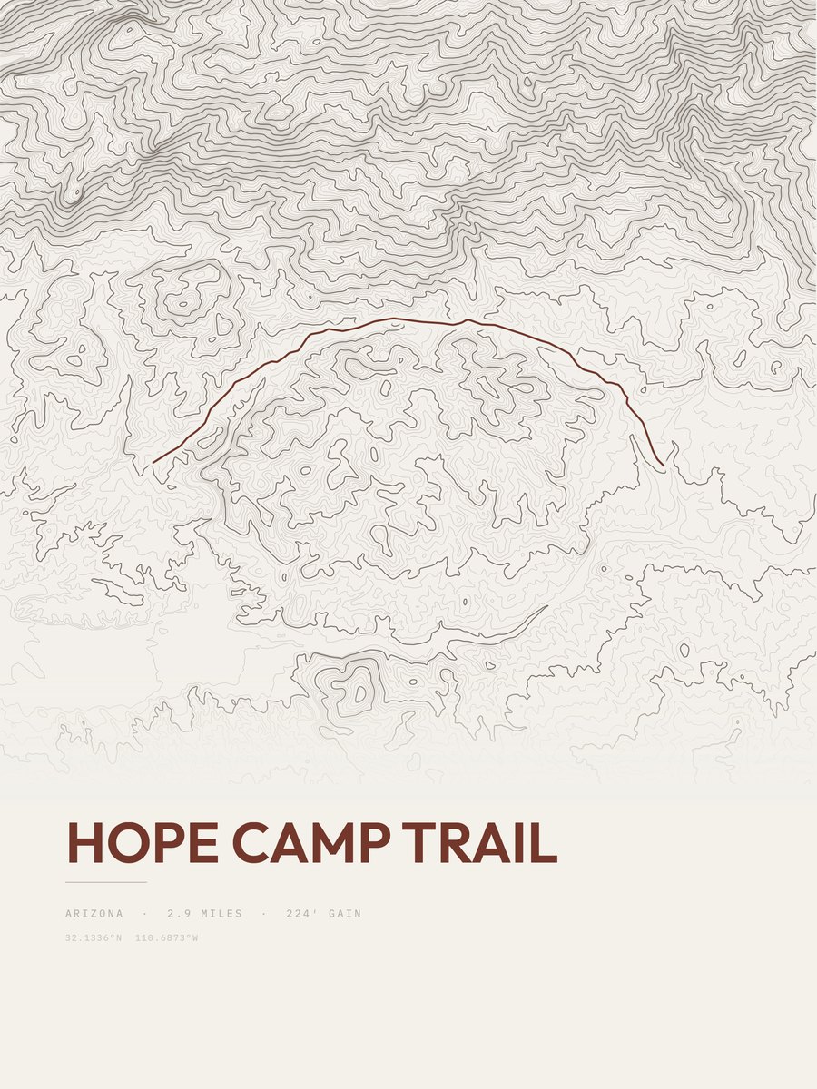 Hope Camp Trail topographic trail print