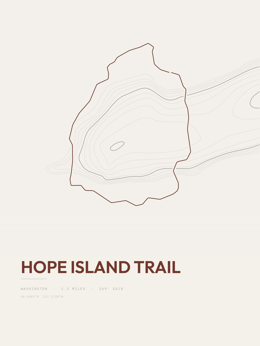 Hope Island Trail topographic trail print