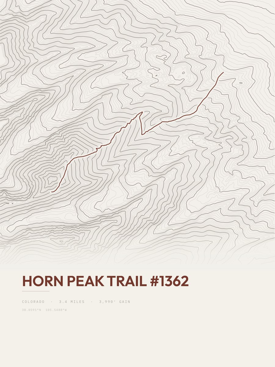 Horn Peak Trail Topographic print