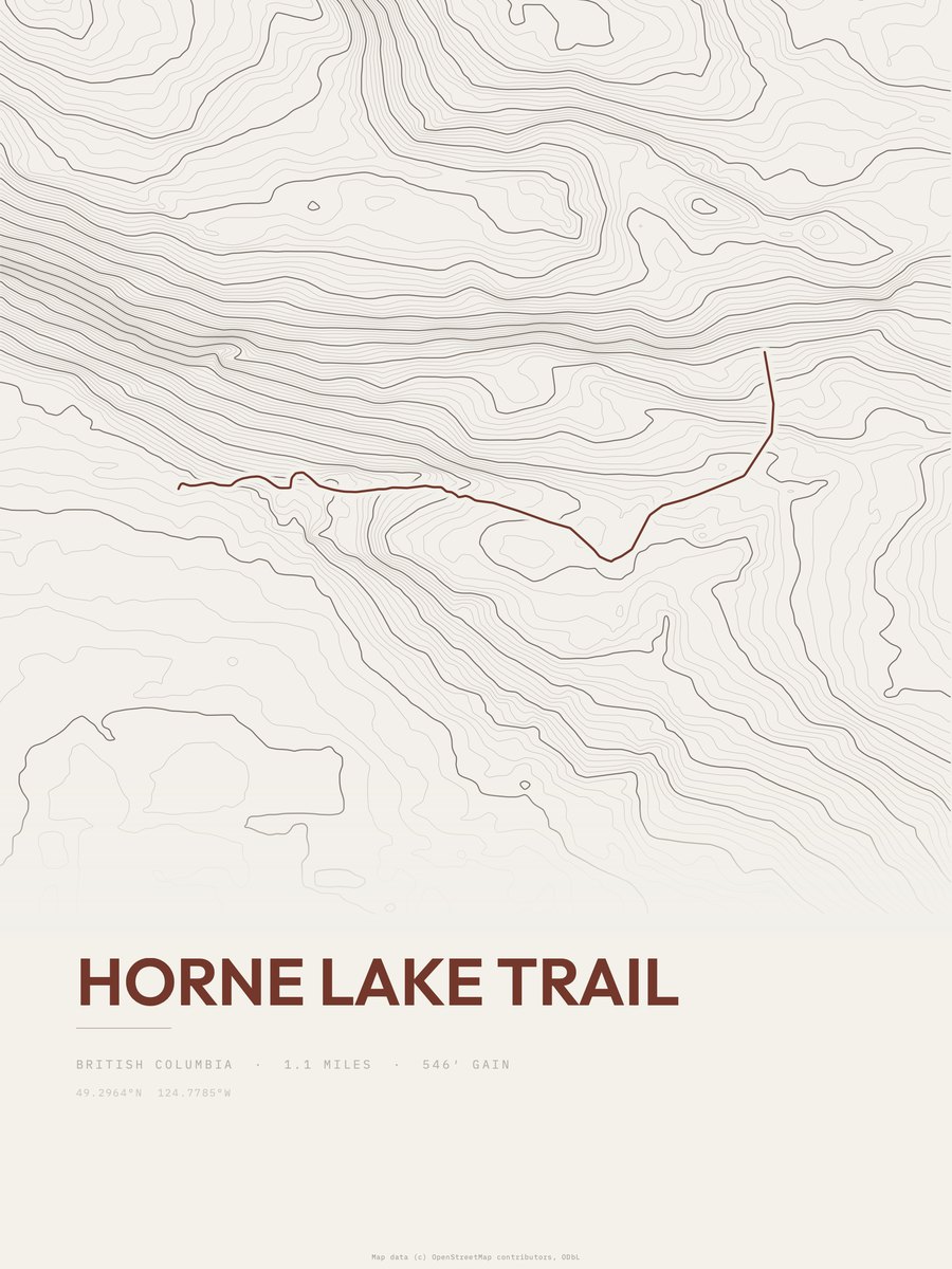 Horne Lake Trail Topographic print