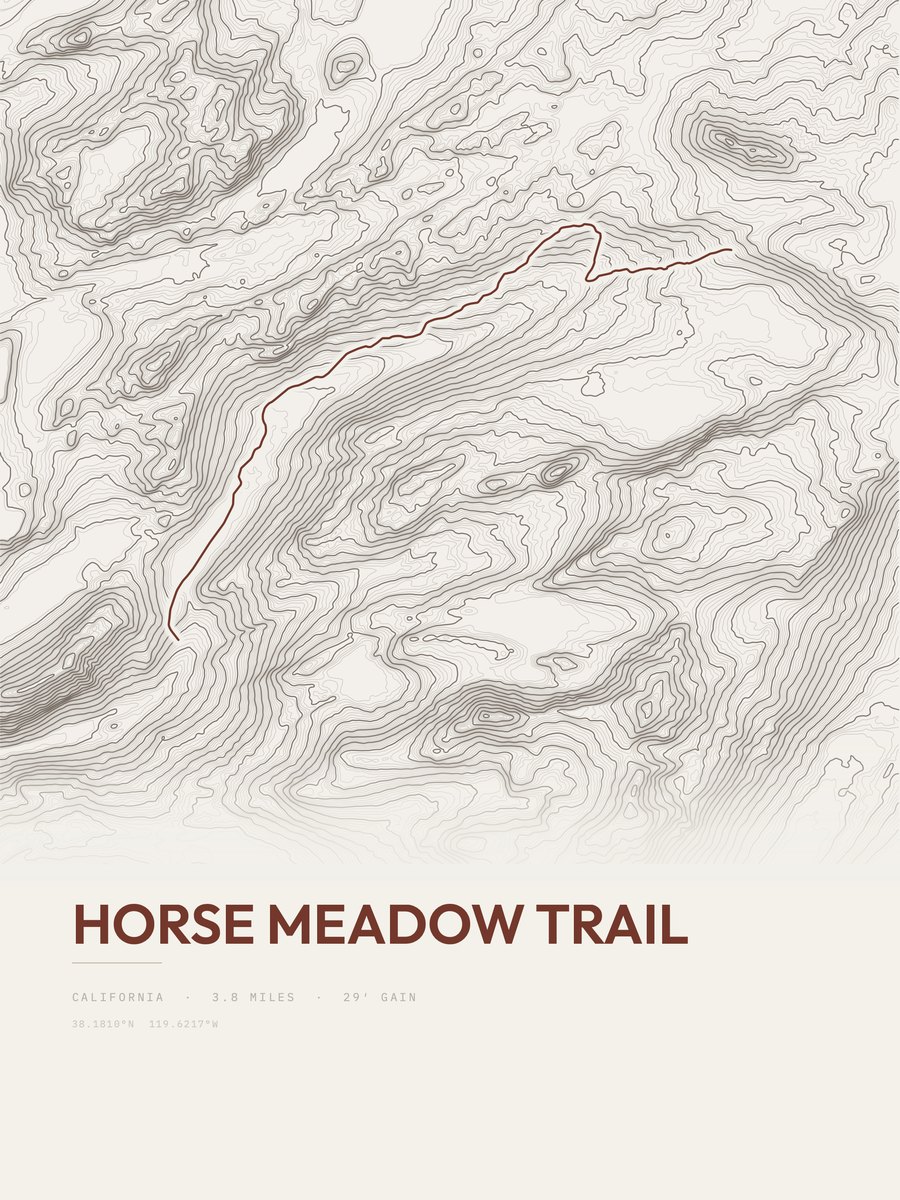 Horse Meadow Trail topographic trail print