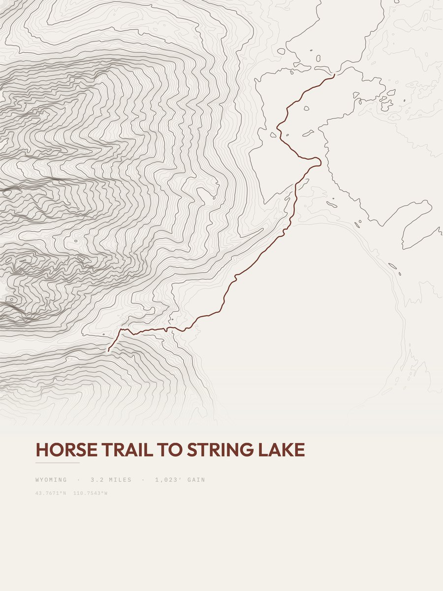 Horse Trail to String Lake Topographic print