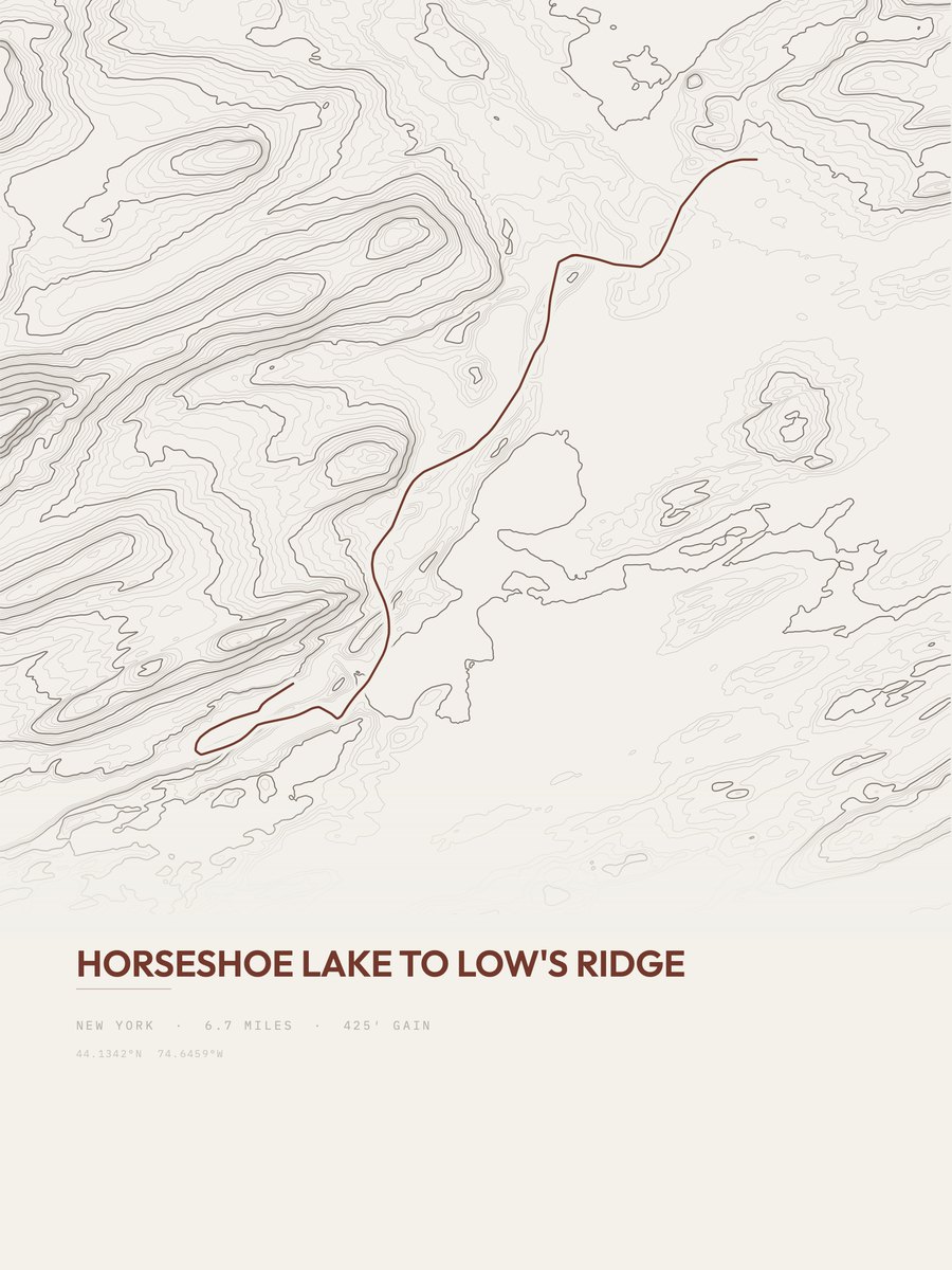 Horseshoe Lake to Low's Ridge topographic trail print