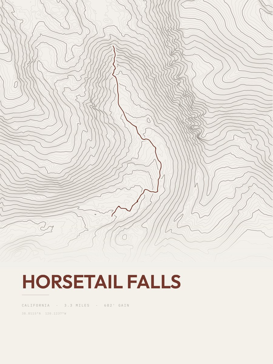 Horsetail Falls Topographic print