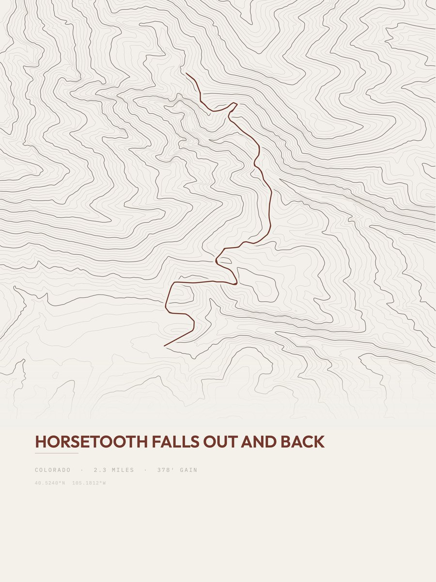 Horsetooth Falls topographic trail print