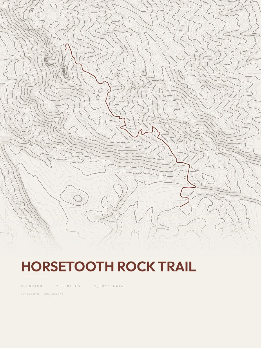 Horsetooth Rock Trail topographic trail print